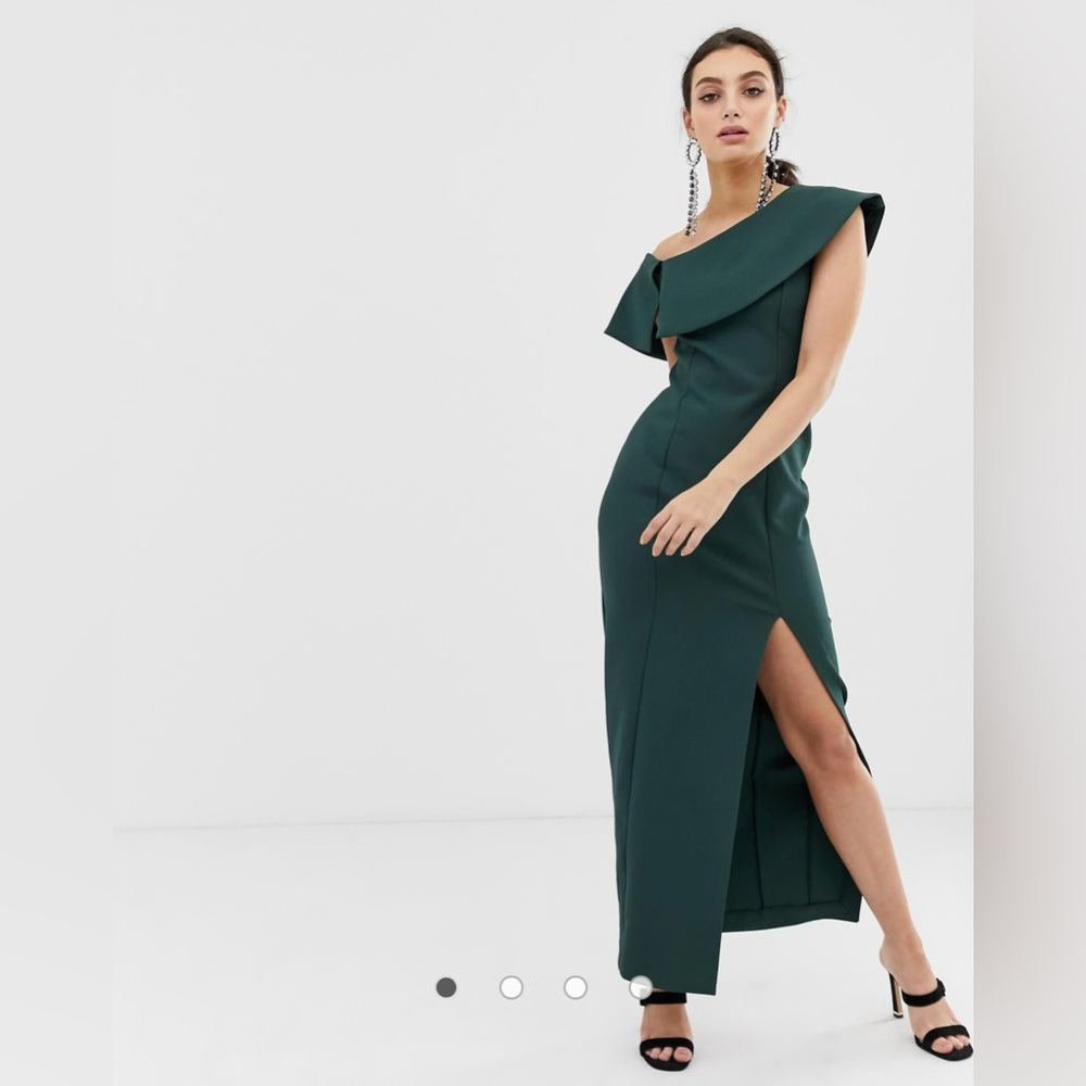 River Island maxi dress with leg split in green